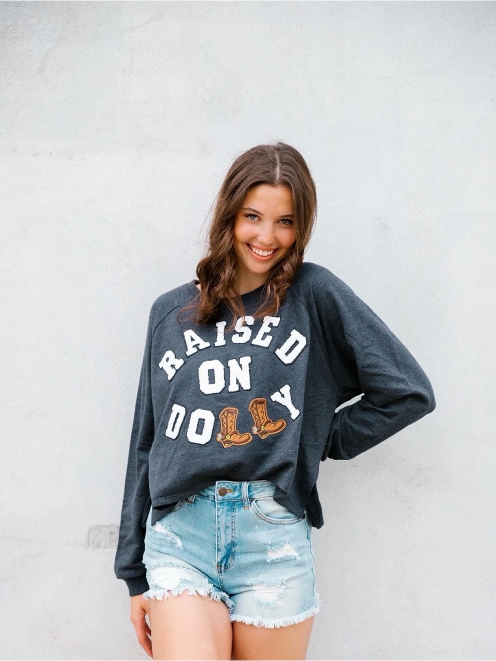 Judith March Raised on Dolly Cropped Sweatshirt Sz M Rodeo Festival memorabilia